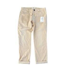 MKT Studio Pinstripe Pants Size 10 US NWT Pale Yellow White Lightweight